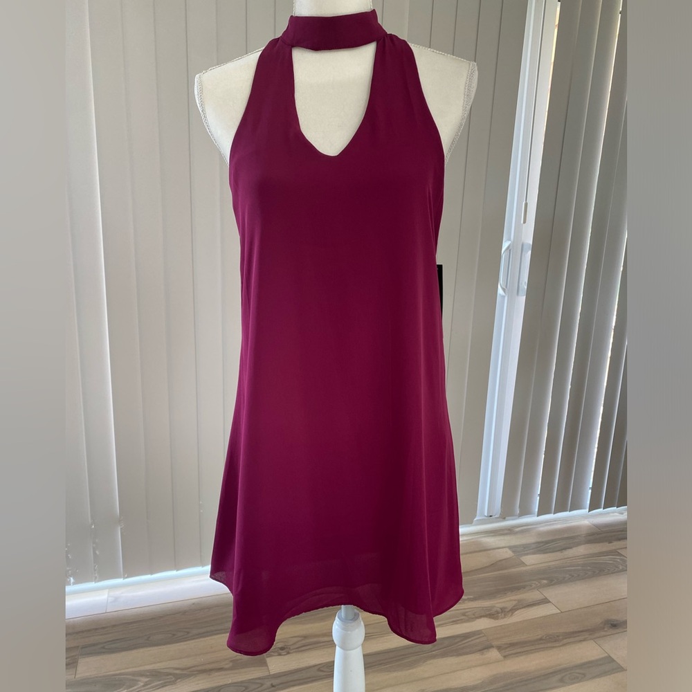 Lulus Maroon Burgundy Groove Thing Magenta Swing Dress Women’s Small NWT